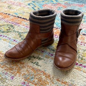 SPLENDID Leather Textile Mix Ankle Boots Size 7.5